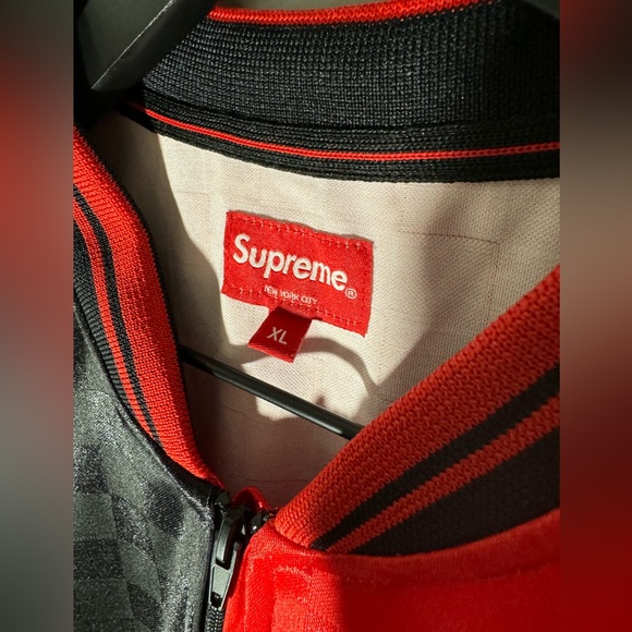 Supreme Soccer Jersey Oversized Checkered Red Black Sport Shirt Football - Picture 5 of 9